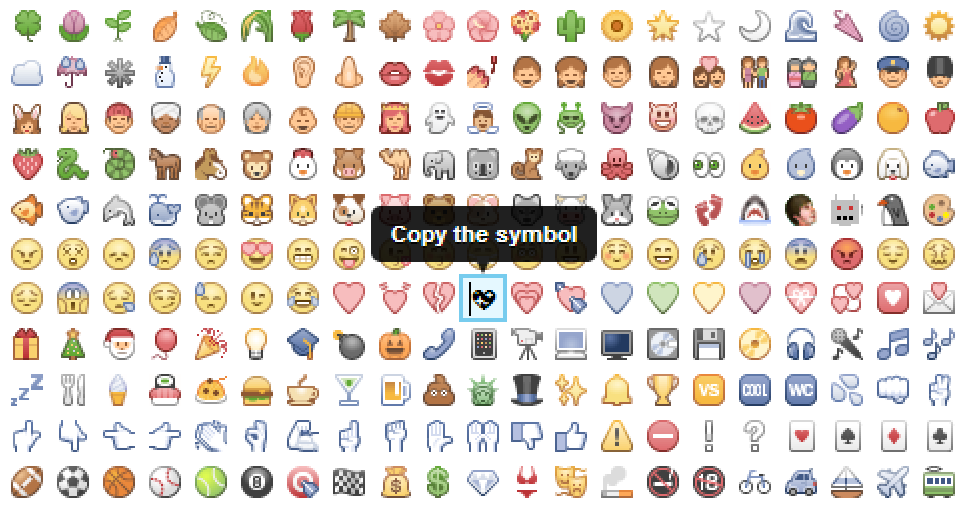 facebook chat smiley liste