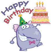 elephant with birthday cake sticker