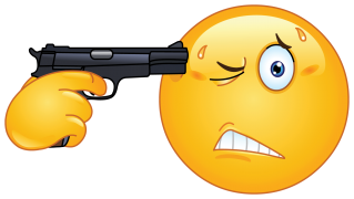 emoticon pointing a gun on his head sticker