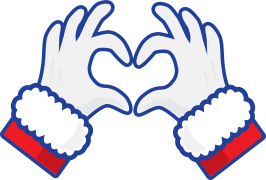 santa claus hands making heart- sticker