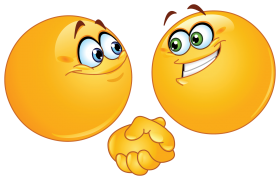 two emoticons shaking hands sticker