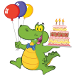 birthday alligator with cake sticker