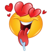 in love emoticon with hearts sticker