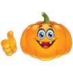 Smiling pumpkin showing thumb up