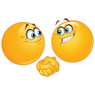 two emoticons shaking hands sticker