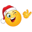 winking emoticon wearing santa hat sticker