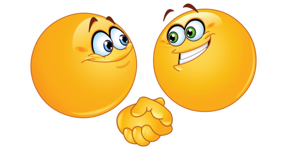 Two Emoticons Shaking Hands
